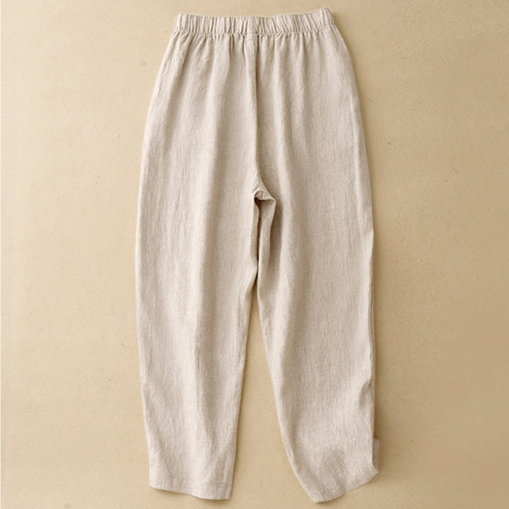 Pantalon Buddha Stones d'été décontracté en coton et lin pour femme, longueur 7-8, boutons, poches - image 11