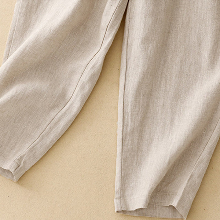 Pantalon Buddha Stones d'été décontracté en coton et lin pour femme, longueur 7-8, boutons, poches - image 18