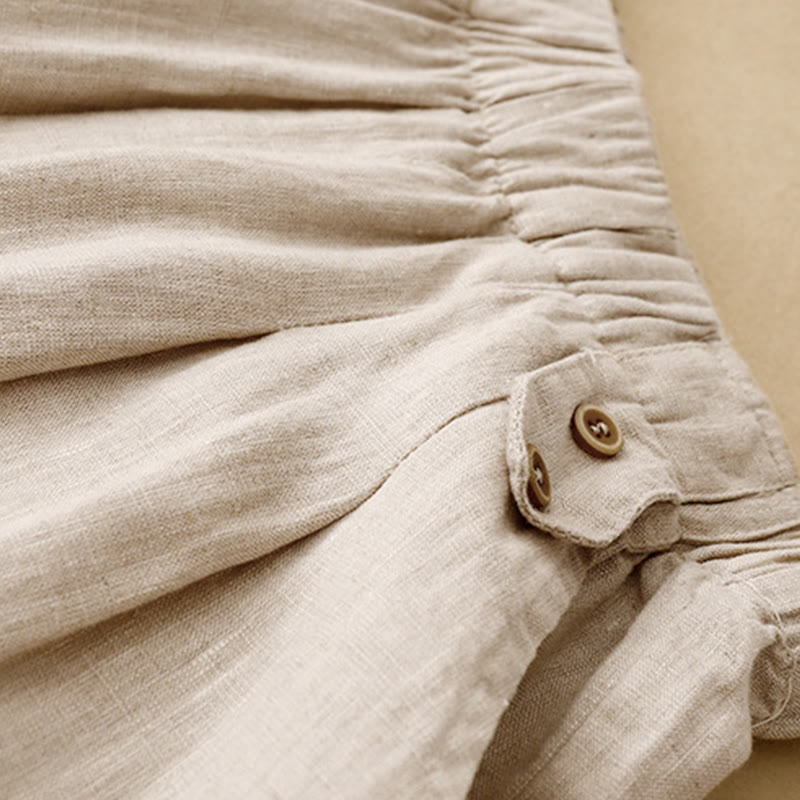 Pantalon Buddha Stones d'été décontracté en coton et lin pour femme, longueur 7-8, boutons, poches - image 14