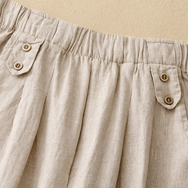 Pantalon Buddha Stones d'été décontracté en coton et lin pour femme, longueur 7-8, boutons, poches - image 12