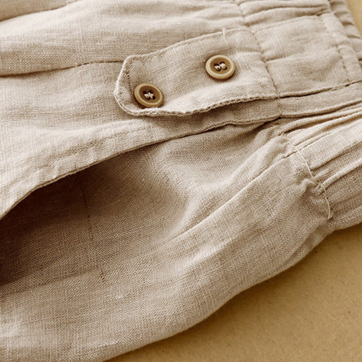 Pantalon Buddha Stones d'été décontracté en coton et lin pour femme, longueur 7-8, boutons, poches - image 17