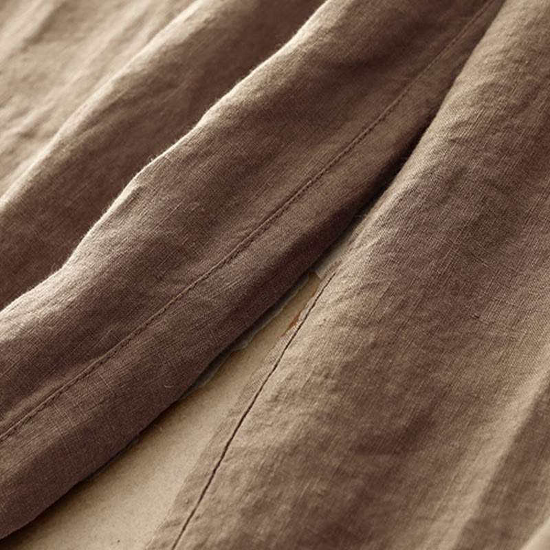 Pantalon Buddha Stones d'été décontracté en coton et lin avec poches pour femme, longueur 7-8, à lacets - image 5