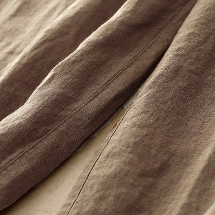 Pantalon Buddha Stones d'été décontracté en coton et lin avec poches pour femme, longueur 7-8, à lacets - image 5