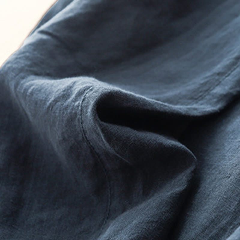 Pantalon Buddha Stones d'été décontracté en coton et lin avec poches pour femme, longueur 7-8, à lacets - image 16