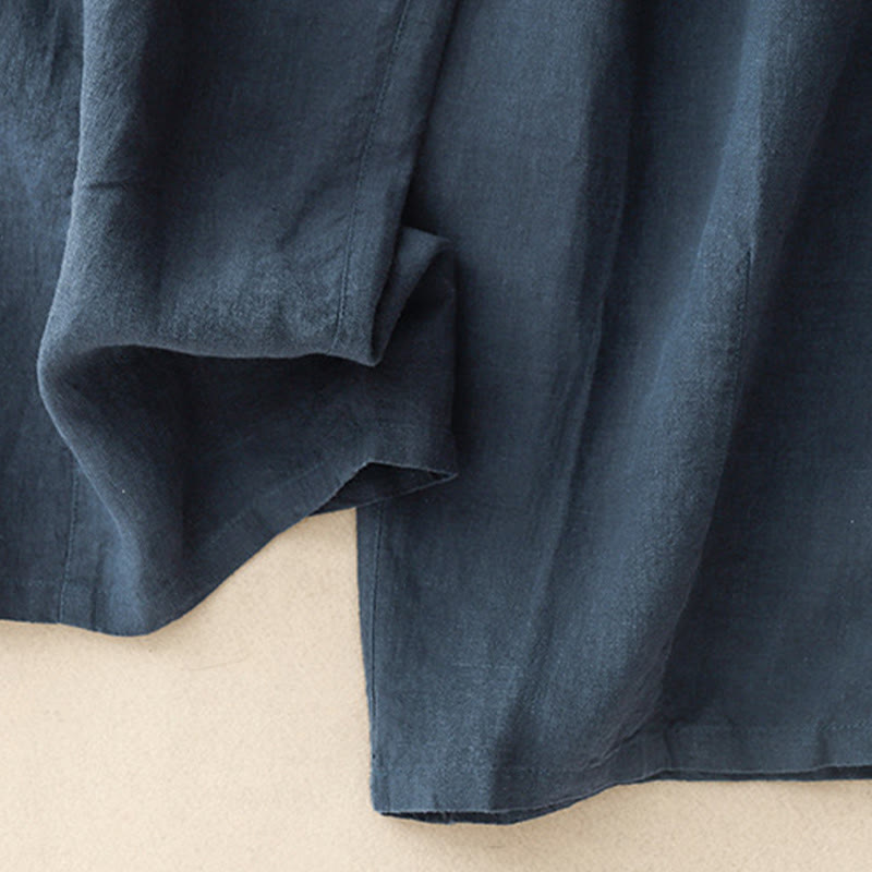 Pantalon Buddha Stones d'été décontracté en coton et lin avec poches pour femme, longueur 7-8, à lacets - image 14