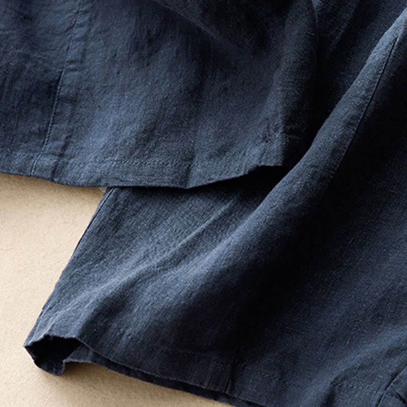 Pantalon Buddha Stones d'été décontracté en coton et lin avec poches pour femme, longueur 7-8, à lacets - image 11