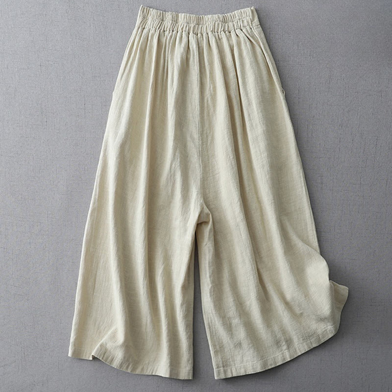 Pantalon large décontracté en polyester avec poches pour femme, coupe ample, longueur 7-8, motif Buddha Stones