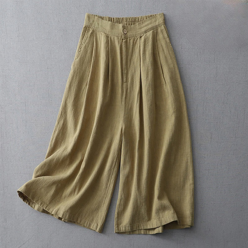 Pantalon large décontracté en polyester avec poches pour femme, coupe ample, longueur 7-8, motif Buddha Stones