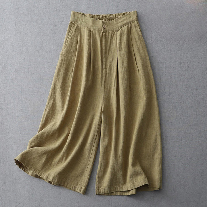 Pantalon large décontracté en polyester avec poches pour femme, coupe ample, longueur 7-8, motif Buddha Stones