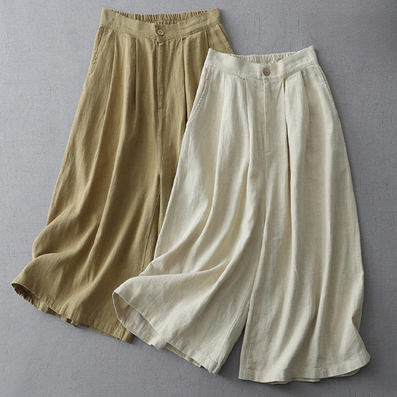 Pantalon large décontracté en polyester avec poches pour femme, coupe ample, longueur 7-8, motif Buddha Stones