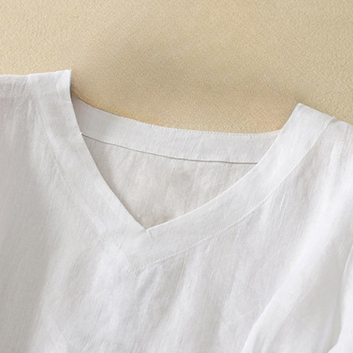 T-shirt d'été décontracté pour femme, en polyester uni, à col en V et manches courtes, motif Buddha Stones - image 12