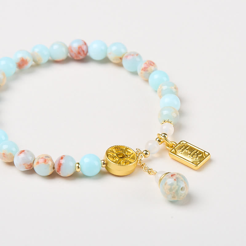 Buddha Stones Shoushan Pierre Pièce de cuivre Argent de toutes les directions Bracelet de richesse