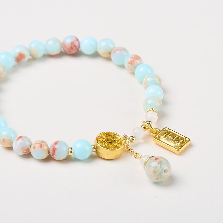 Buddha Stones Shoushan Pierre Pièce de cuivre Argent de toutes les directions Bracelet de richesse