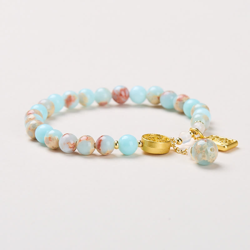 Buddha Stones Shoushan Pierre Pièce de cuivre Argent de toutes les directions Bracelet de richesse