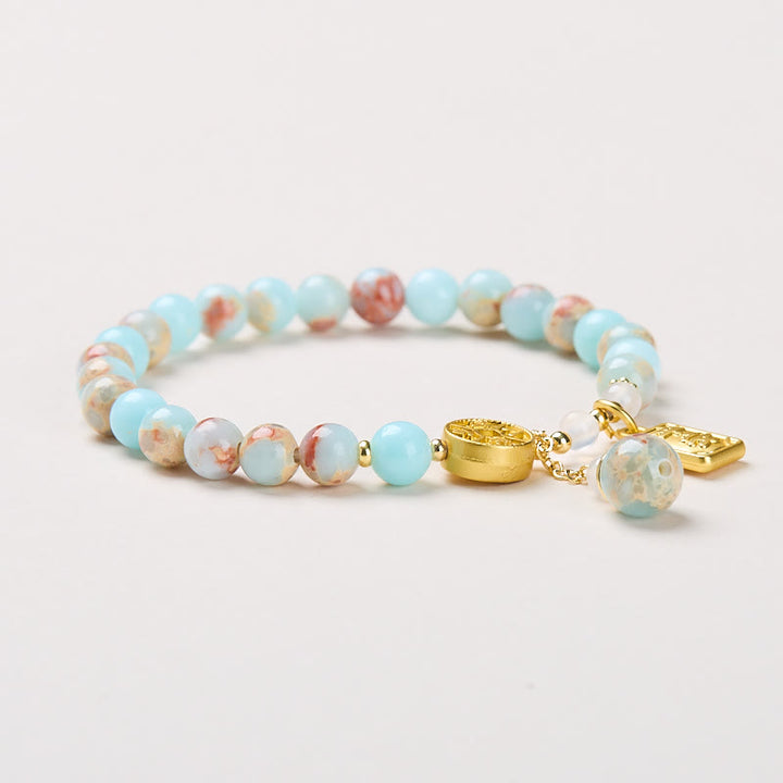 Buddha Stones Shoushan Pierre Pièce de cuivre Argent de toutes les directions Bracelet de richesse