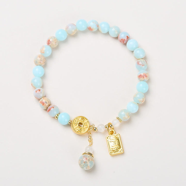 Buddha Stones Shoushan Pierre Pièce de cuivre Argent de toutes les directions Bracelet de richesse
