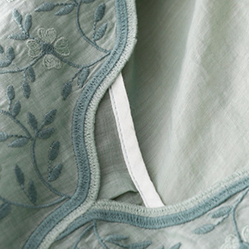 T-shirt d'été décontracté à manches courtes et col en V pour femme, motif Buddha Stones, broderie florale, en acrylique - image 17