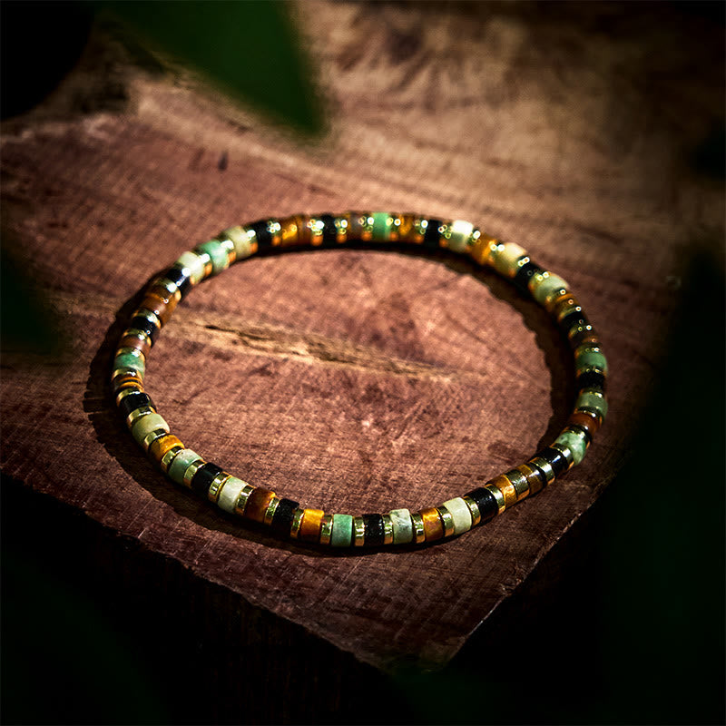 Bracelet de soutien en Buddha Stones naturelles d'hématite et d'œil de tigre