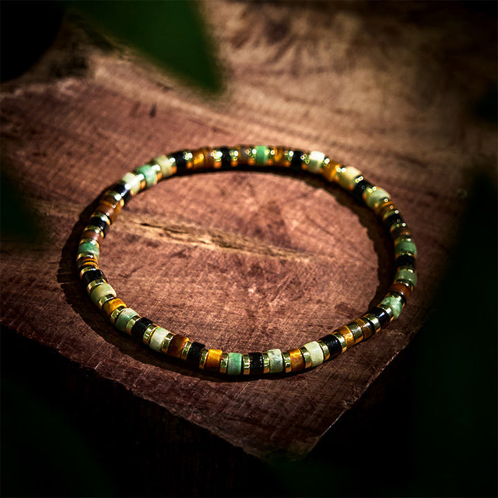 Bracelet de soutien en Buddha Stones naturelles d'hématite et d'œil de tigre