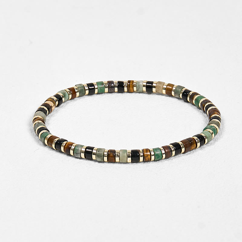 Bracelet de soutien en Buddha Stones naturelles d'hématite et d'œil de tigre