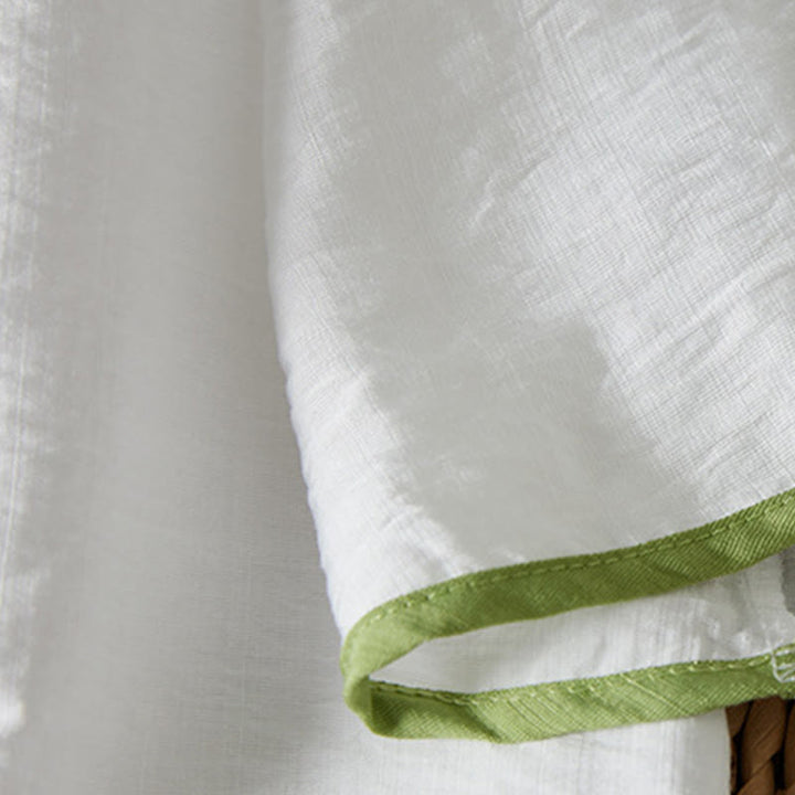 Buddha Stones décontractée en coton et lin pour femme, motif floral brodé, boutons grenouille, col incliné, manches trois-quarts - image 5