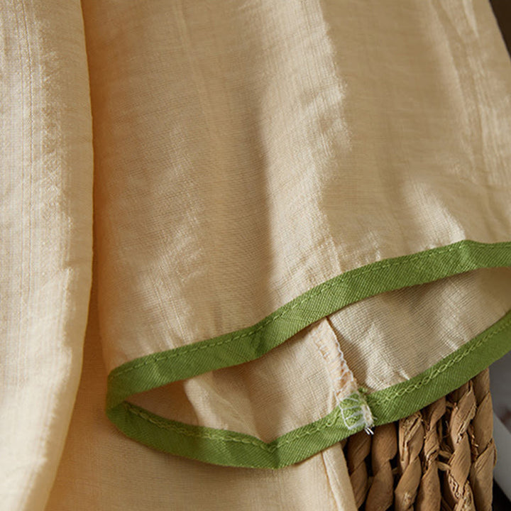 Buddha Stones décontractée en coton et lin pour femme, motif floral brodé, boutons grenouille, col incliné, manches trois-quarts - image 9