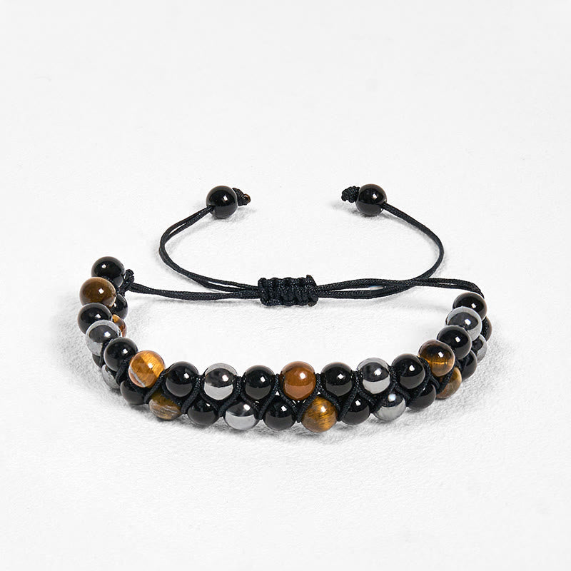 Ensemble de 3 Buddha Stones en onyx noir, œil de tigre et pierre de sang africaine, protection et support