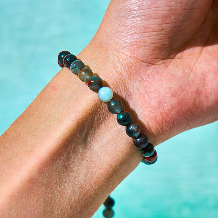 Ensemble de 3 Buddha Stones en onyx noir, œil de tigre et pierre de sang africaine, protection et support