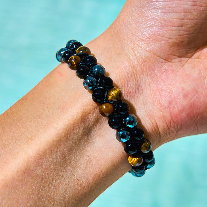 Ensemble de 3 Buddha Stones en onyx noir, œil de tigre et pierre de sang africaine, protection et support