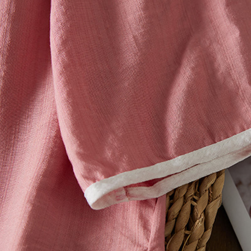 Buddha Stones décontractée en coton et lin pour femme, motif floral brodé, boutons grenouille, col incliné, manches trois-quarts - image 22