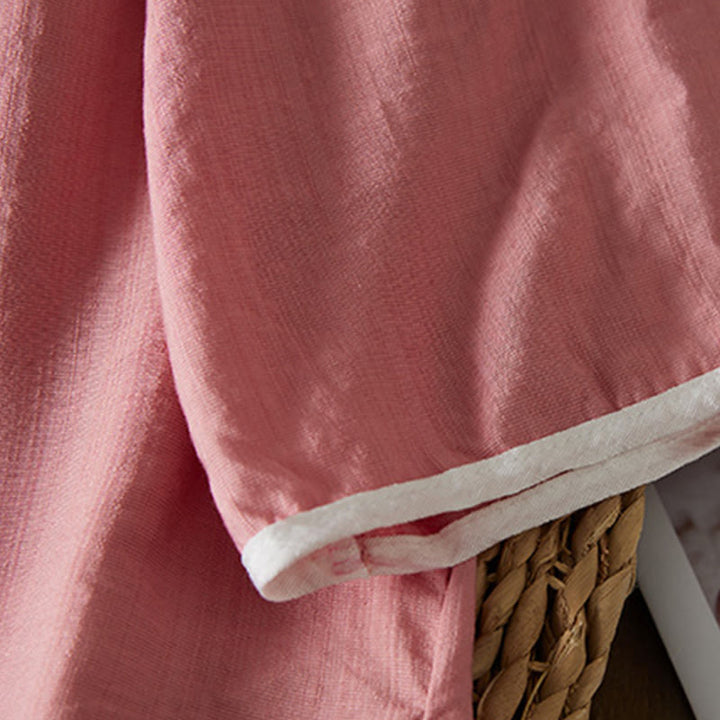 Buddha Stones décontractée en coton et lin pour femme, motif floral brodé, boutons grenouille, col incliné, manches trois-quarts - image 22