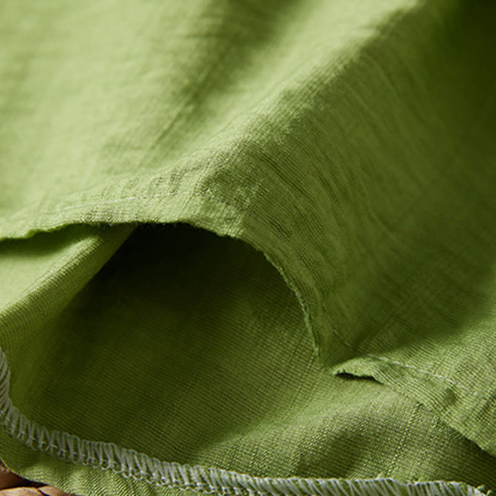 Buddha Stones décontractée en coton et lin pour femme, motif floral brodé, boutons grenouille, col incliné, manches trois-quarts - image 30