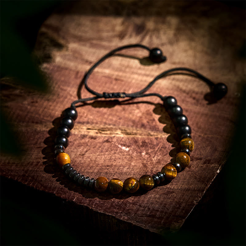 Ensemble de 3 bracelets de protection en pierre de lave œil de tigre et Buddha Stones