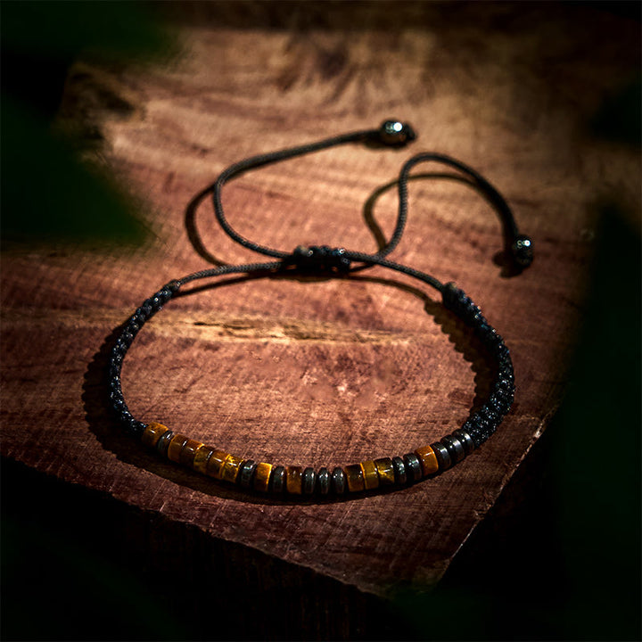 Ensemble de 3 bracelets de protection en pierre de lave œil de tigre et Buddha Stones