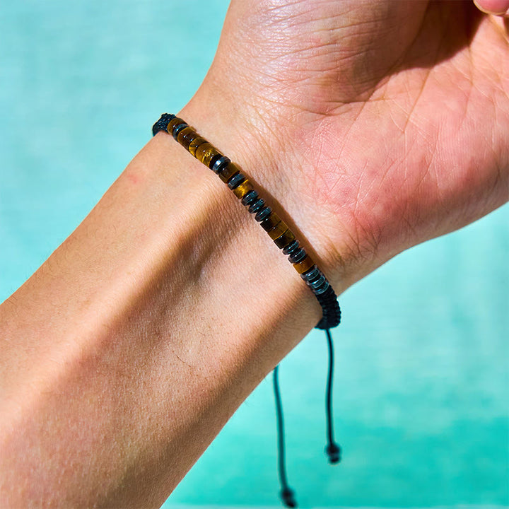 Ensemble de 3 bracelets de protection en pierre de lave œil de tigre et Buddha Stones