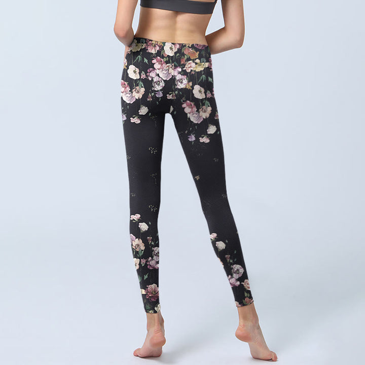 Leggings de sport à imprimé fleurs de pensées et Buddha Stones pour femme, pantalon de yoga - image 6
