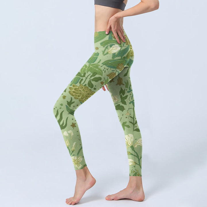 Leggings de sport imprimés Buddha Stones et divers motifs de fleurs et de feuilles pour femmes - image 3