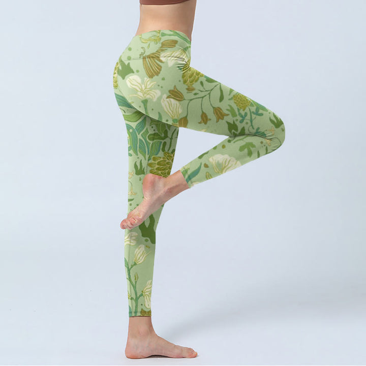Leggings de sport imprimés Buddha Stones et divers motifs de fleurs et de feuilles pour femmes - image 5