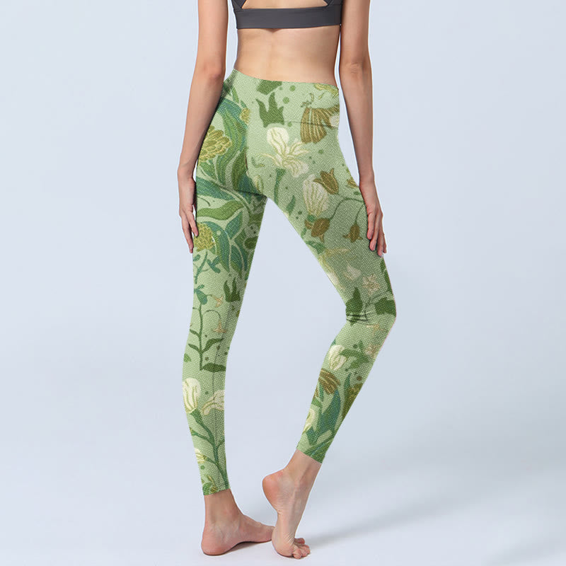 Leggings de sport imprimés Buddha Stones et divers motifs de fleurs et de feuilles pour femmes - image 4