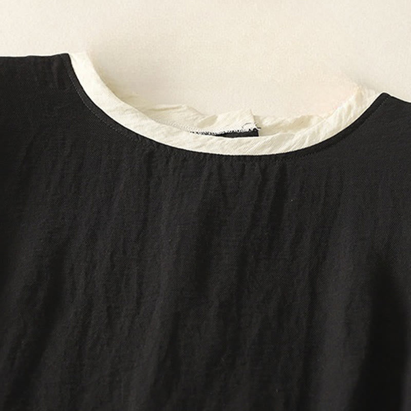 Robe mi-longue décontractée en polyester avec coutures colorées et boutons faits à la main, sans manches, avec poches - image 2