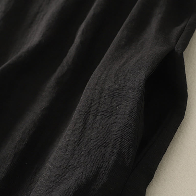 Robe mi-longue décontractée en polyester avec coutures colorées et boutons faits à la main, sans manches, avec poches - image 3