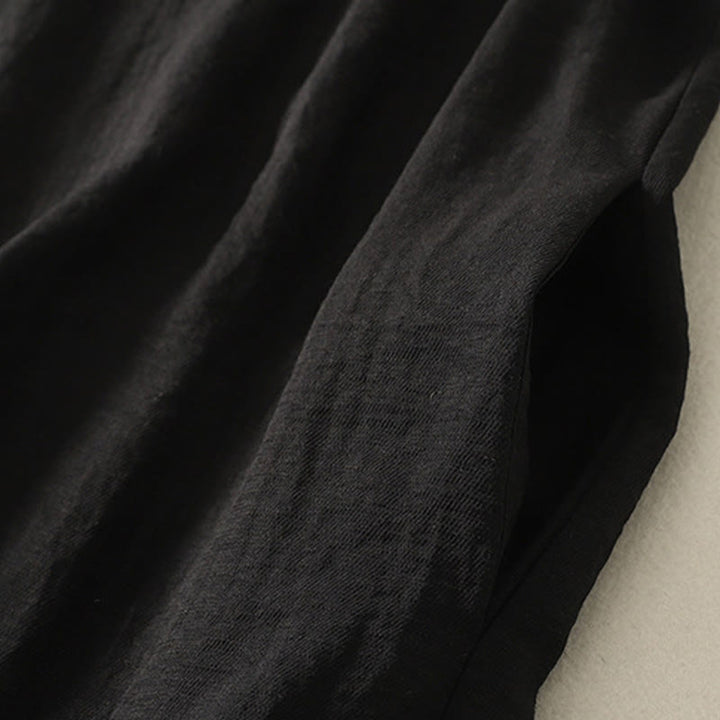 Robe mi-longue décontractée en polyester avec coutures colorées et boutons faits à la main, sans manches, avec poches - image 3