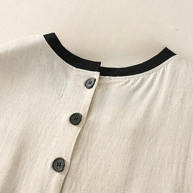 Robe mi-longue décontractée en polyester avec coutures colorées et boutons faits à la main, sans manches, avec poches - image 10