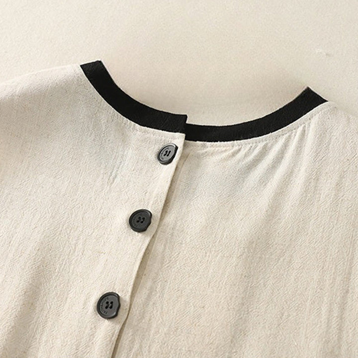 Robe mi-longue décontractée en polyester avec coutures colorées et boutons faits à la main, sans manches, avec poches - image 10