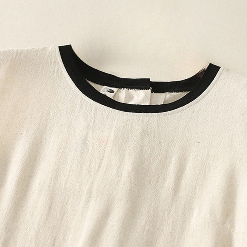 Robe mi-longue décontractée en polyester avec coutures colorées et boutons faits à la main, sans manches, avec poches - image 7