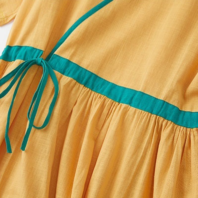 Robe mi-longue décontractée d'été à lacets et col en V, manches courtes, motif Buddha Stones - image 14