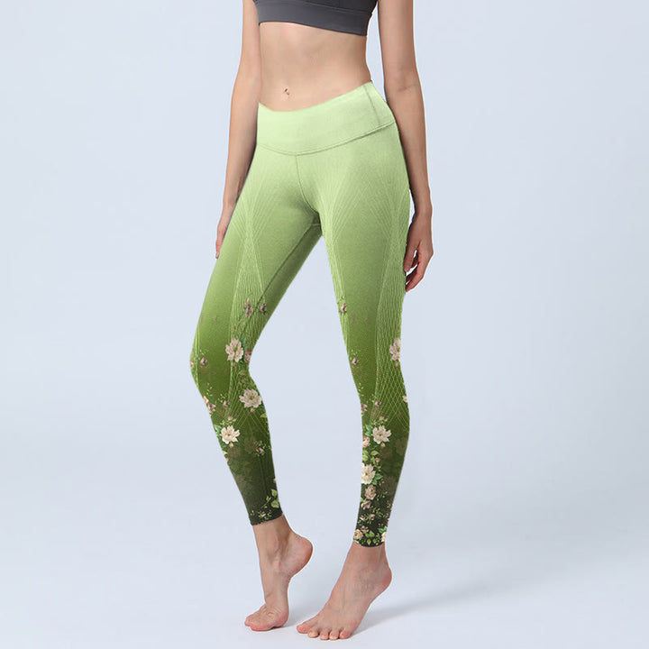 Leggings de sport imprimés Buddha Stones Rose Lines pour femmes, pantalons de yoga - Vert pâle - US18，UK/AU22，EU50 (4XL) - image 0
