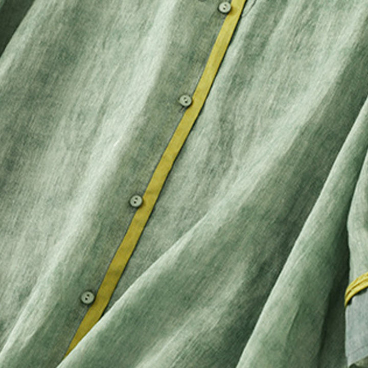 Robe mi-longue d'été décontractée brodée à col montant et manches trois-quarts en acrylique avec Buddha Stones - image 2