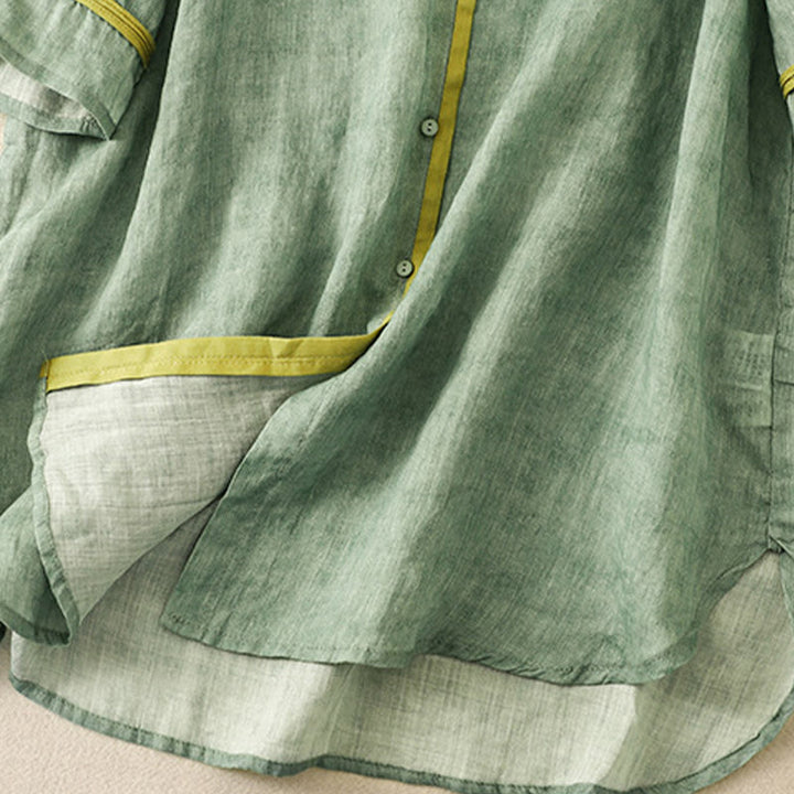 Robe midi d'été décontractée à manches trois-quarts, ornée de broderies et de Buddha Stones, col montant. - image 4
