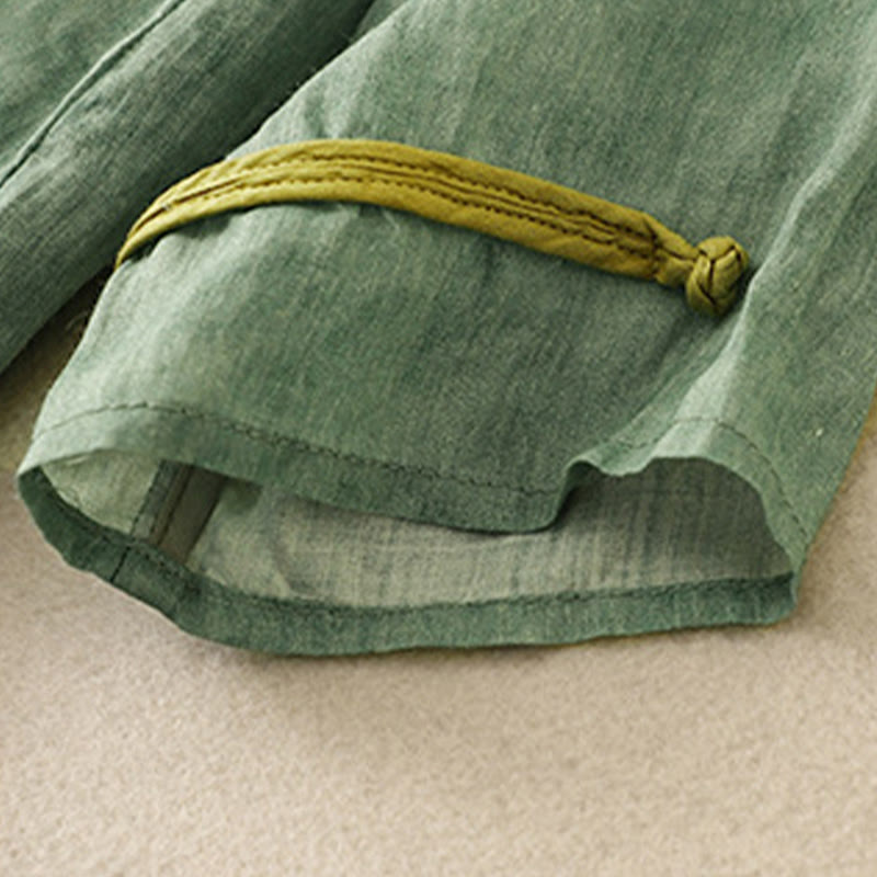 Robe midi d'été décontractée à manches trois-quarts, ornée de broderies et de Buddha Stones, col montant. - image 3